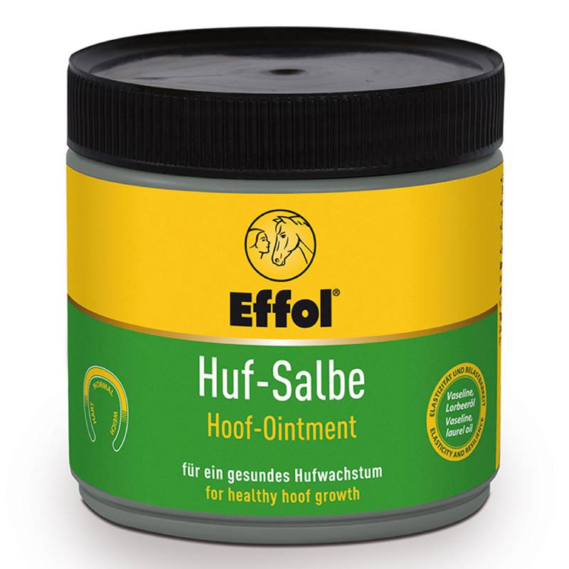 Effol Hufsalbe Black 500ml promotes healthy hoof growth.