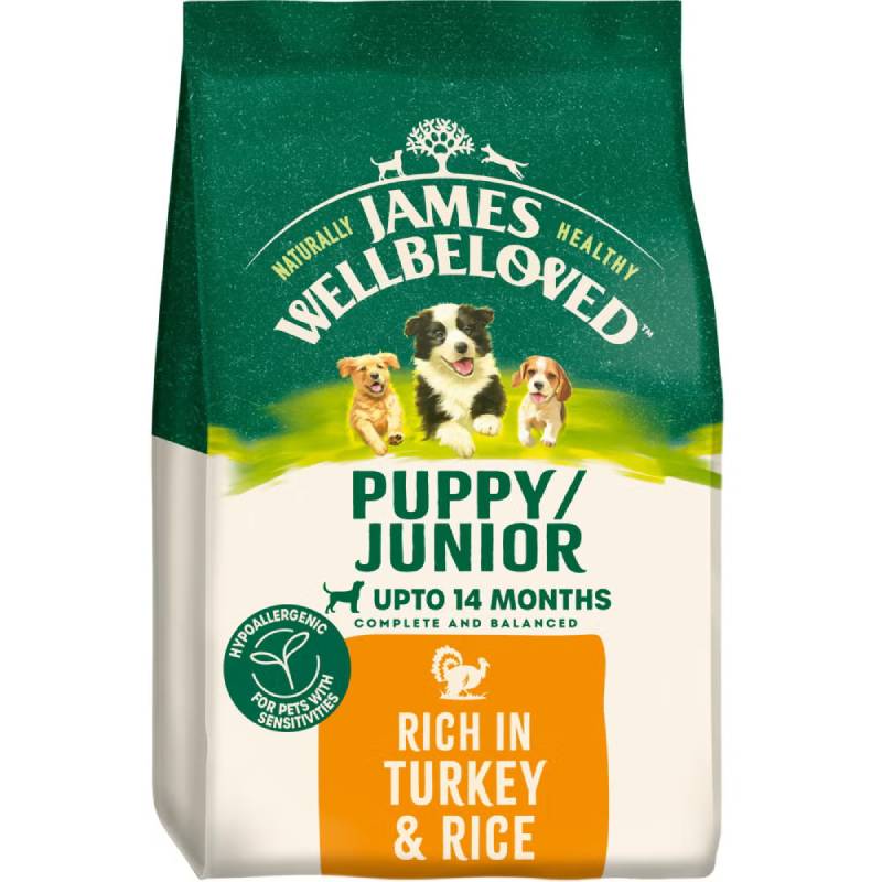 James Wellbeloved Puppy Turkey And Rice hypoallergenic food for dogs up to 14 months.