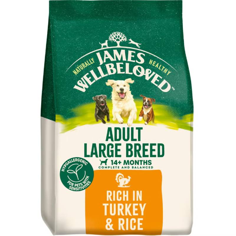 James Wellbeloved Turkey Adult Large Breed 15kg hypoallergenic dry dog food with rice.