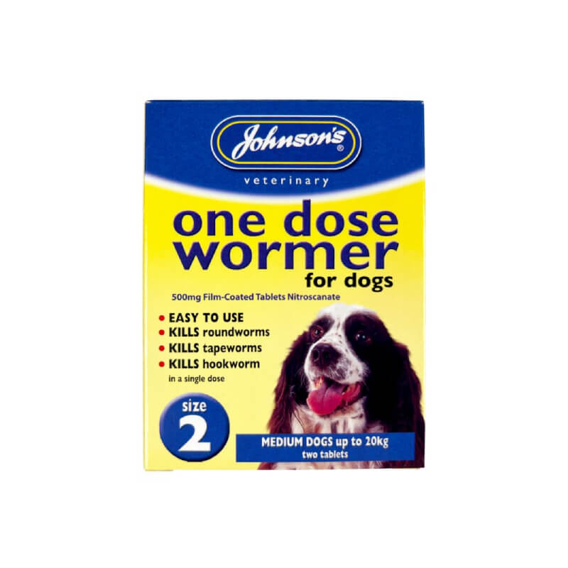 JVP One Dose Wormer for Medium Size Dog Size 2 treats roundworms and tapeworms.