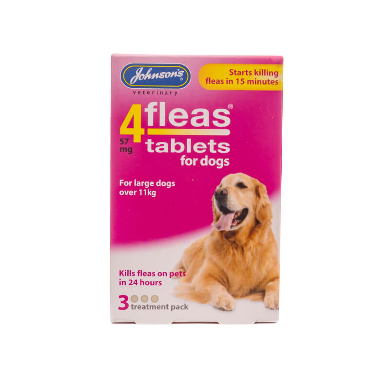 JVP 4fleas Tablets, Dogs over 11kg, 3 pack – fast flea relief for large breeds.