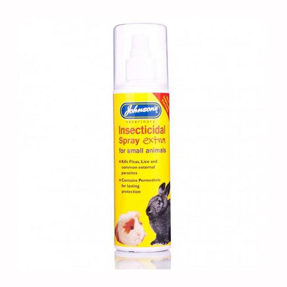 JVP Insecticidal Spray Extra 150ml targets external parasites on small animals like rabbits and guinea pigs.