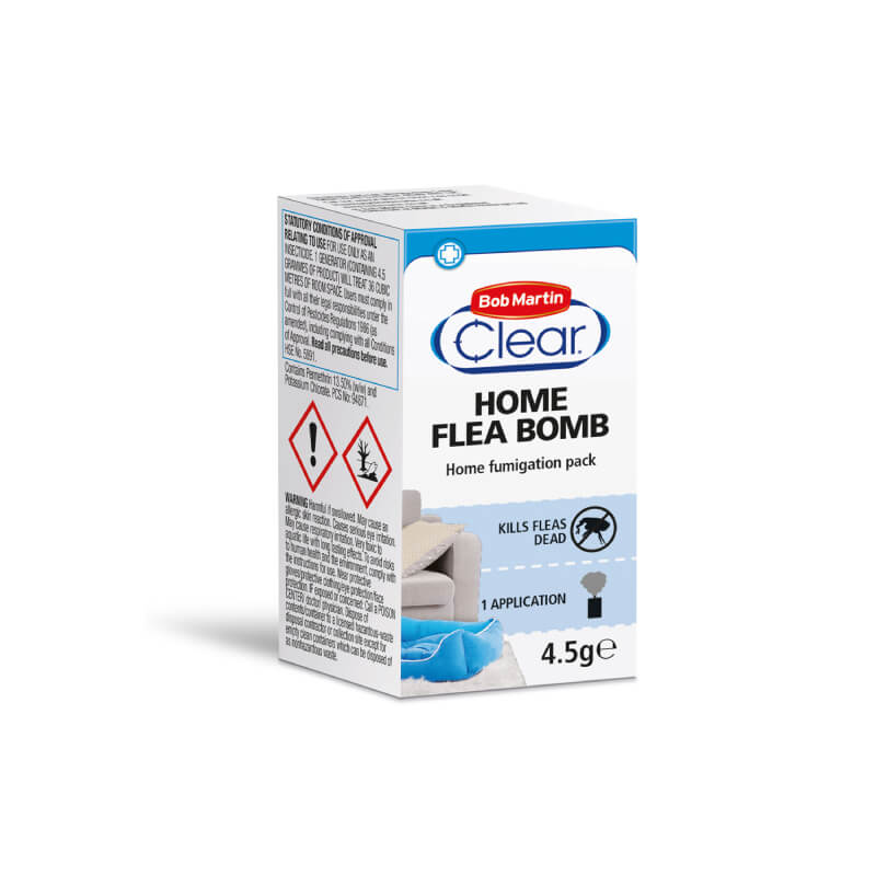Bob Martin BM Clear Home Flea Bomb 4.5g, kills fleas fast with effective home fumigation.