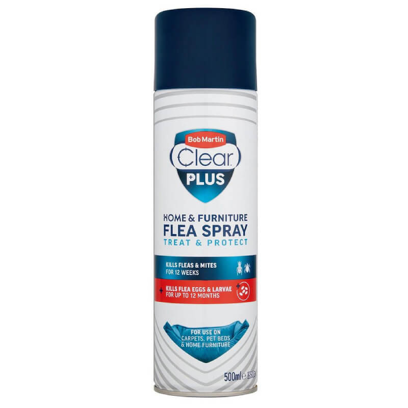 Bob Martin BM Clear Home Flea Spray Plus with IGR 500ml for effective home flea control.