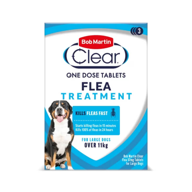 Bob Martin BM Clear Flea Tablets for Large Dogs over 11kg (3Tabs), effective flea treatment.