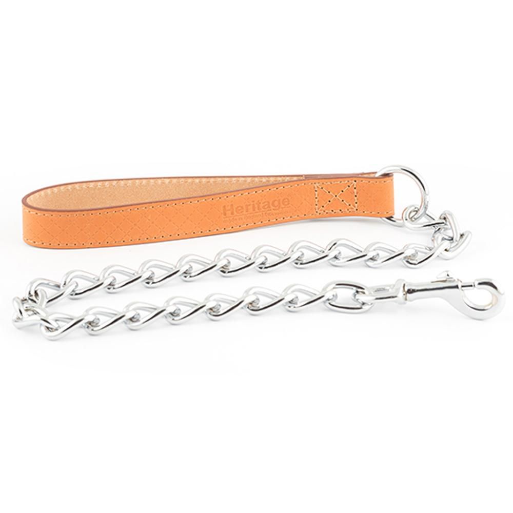 Ancol Extra Heavy Chain Lead with leather handle and silver clasp by Ancol.