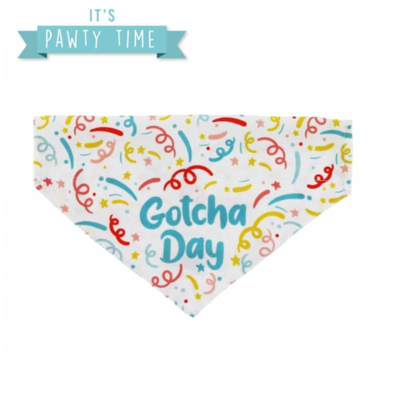 Ancol Gotcha Bandana Small: festive "It's Pawty Time" confetti bandana for your dog.