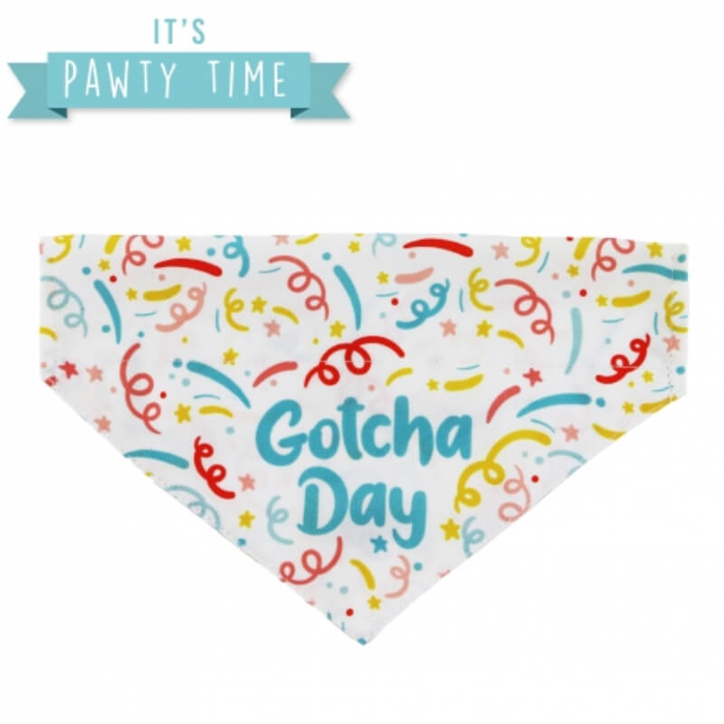 Ancol Gotcha Bandana Large features confetti and an "It’s Pawty Time" banner.