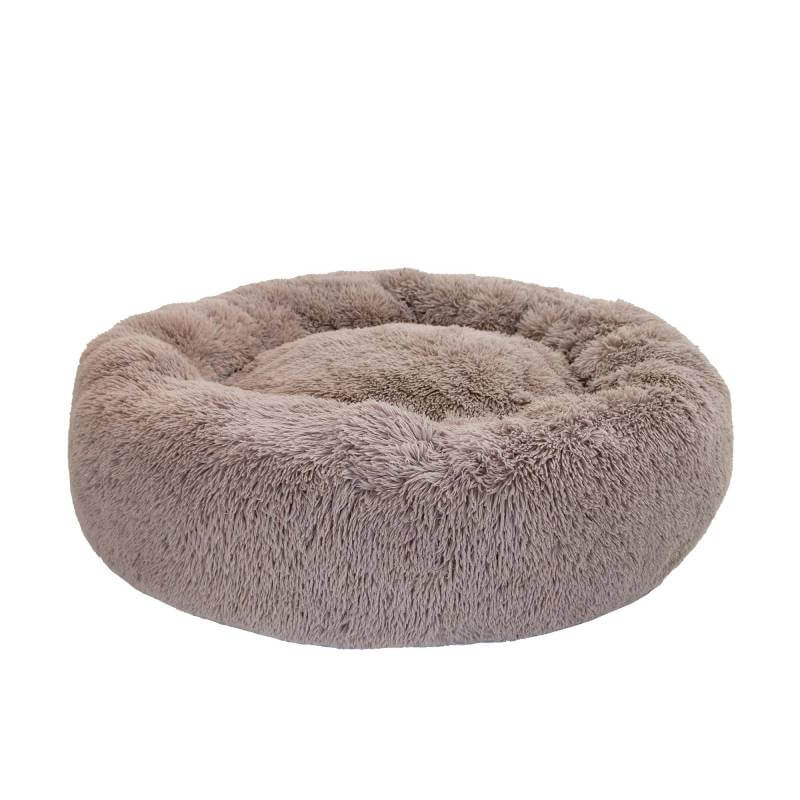Ancol Giant Super Plush Donut Bed 130cm in oatmeal, round with a fluffy, light brown texture.