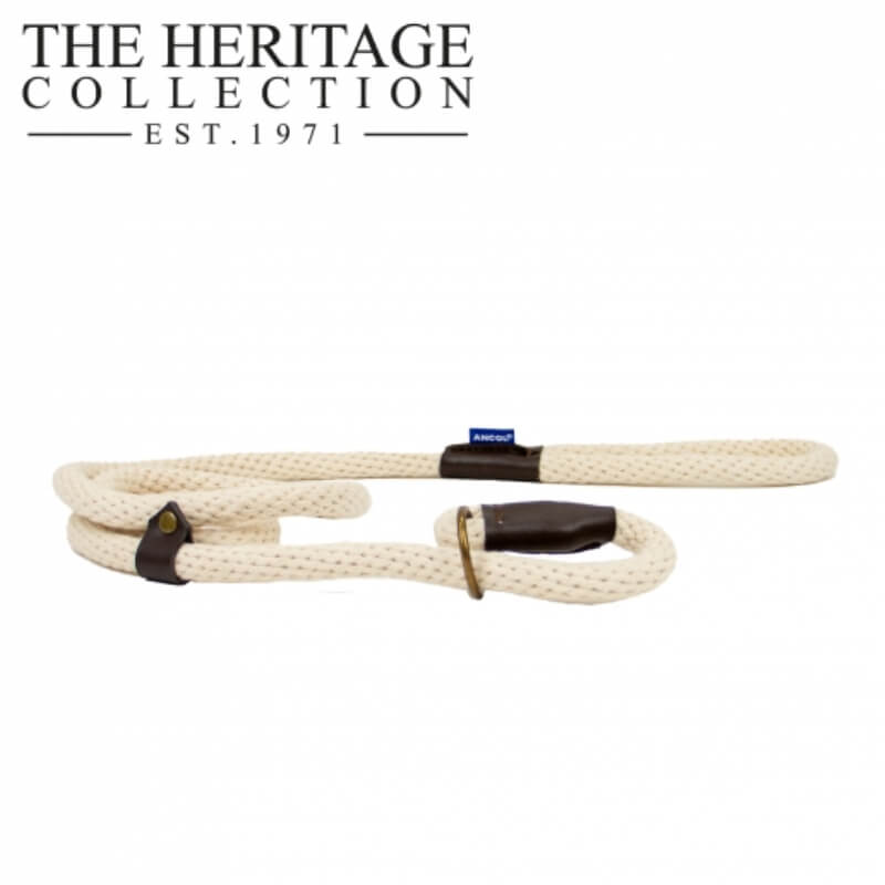 Ancol Heritage Cotton Slip Dog Lead Natural