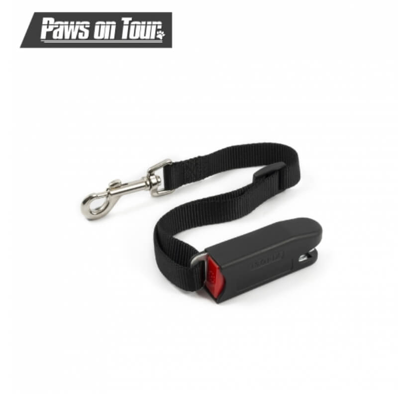 Ancol Paws on Tour ISOfix Seatbelt—black clip with metal clasp for safe dog travel.
