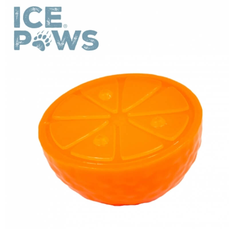 Ancol Ice Paws Orange Cooling Toy for dogs with logo in the top left corner.