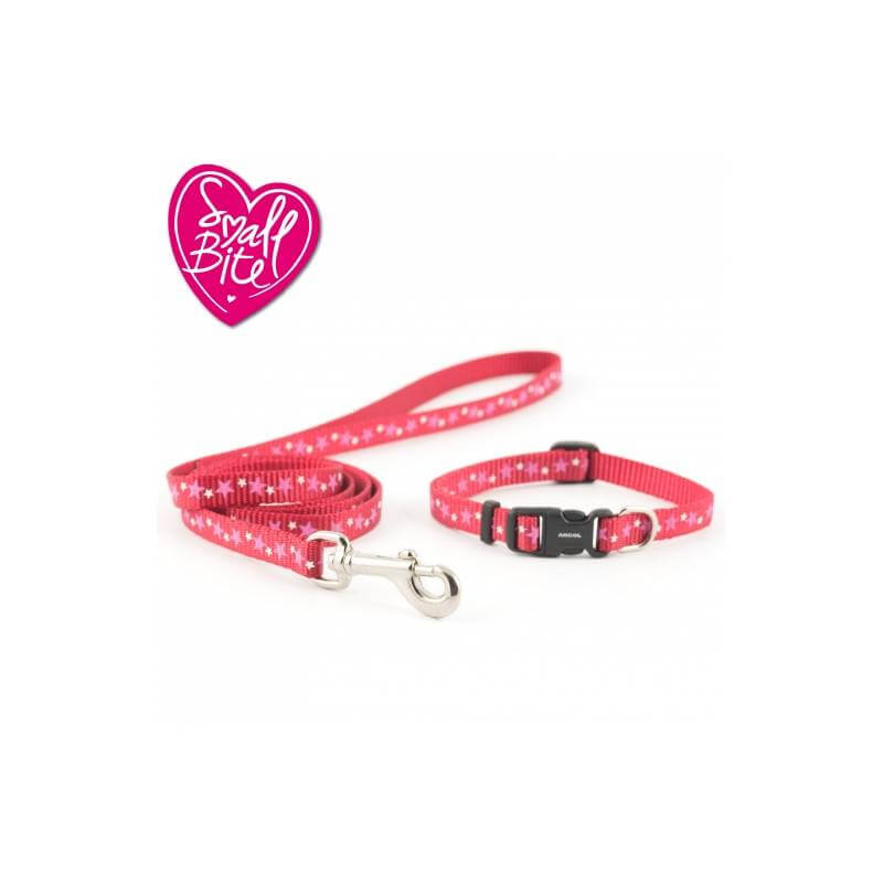 Ancol Small Bite Stars Collar Lead Set Red