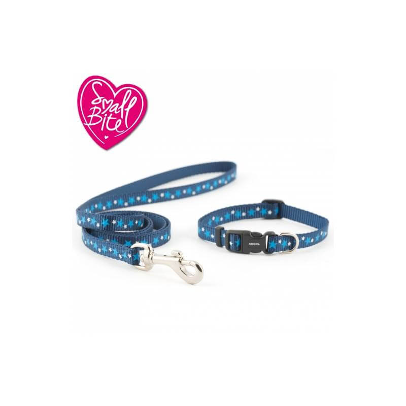 Ancol Small Bite Stars Collar Lead Set Blue – perfect for small dogs, with fun star design.