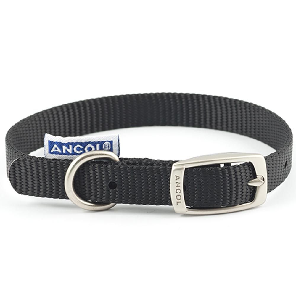 Durable Ancol Viva Collar with metal buckle and ring, branded on fabric and buckle.