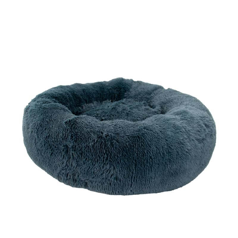 Ancol Giant Super Plush Donut Bed 130cm in graphite with a raised rim and soft, fluffy texture.
