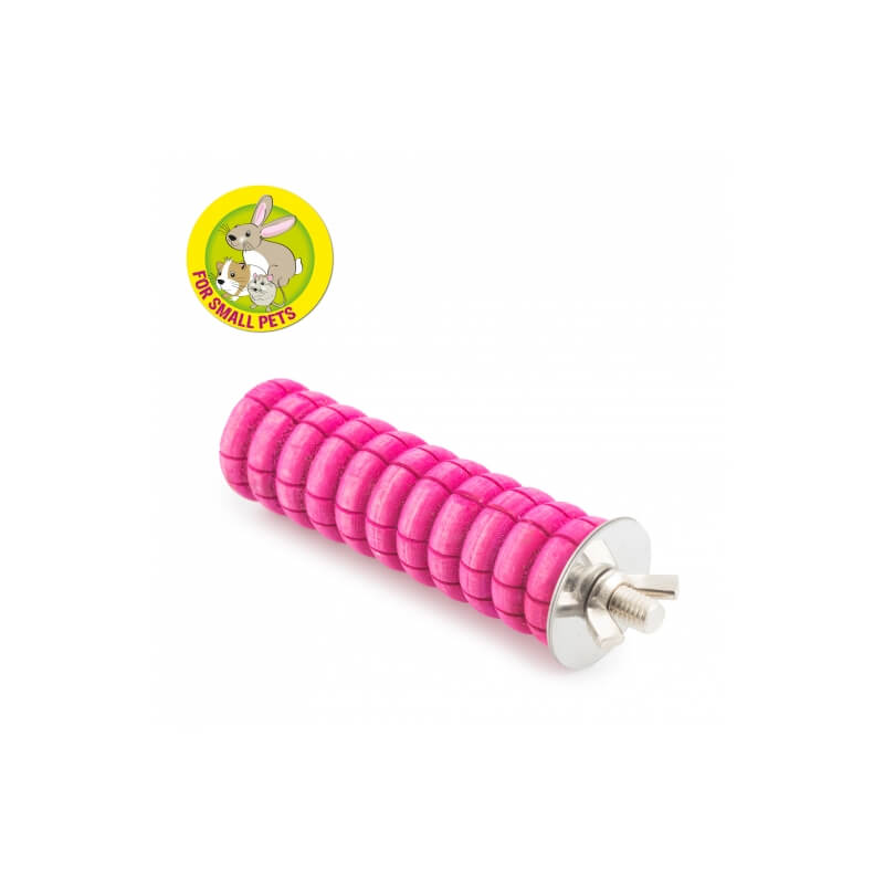 Ancol J4P Knobbly Gnaw Cage Chew—edible pink toy promotes small pets’ dental health.