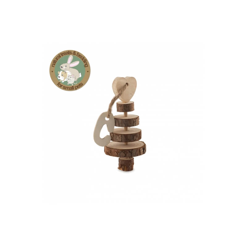 Ancol J4P Ring Tree Gnaw: stacked disc chew toy with heart for small pets to hang and play.