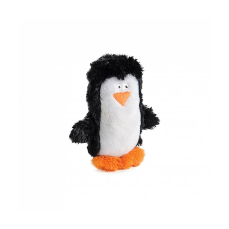 Ancol Small Bite Plush Penguin—eco-friendly toy for small dogs in black, white &amp; orange.