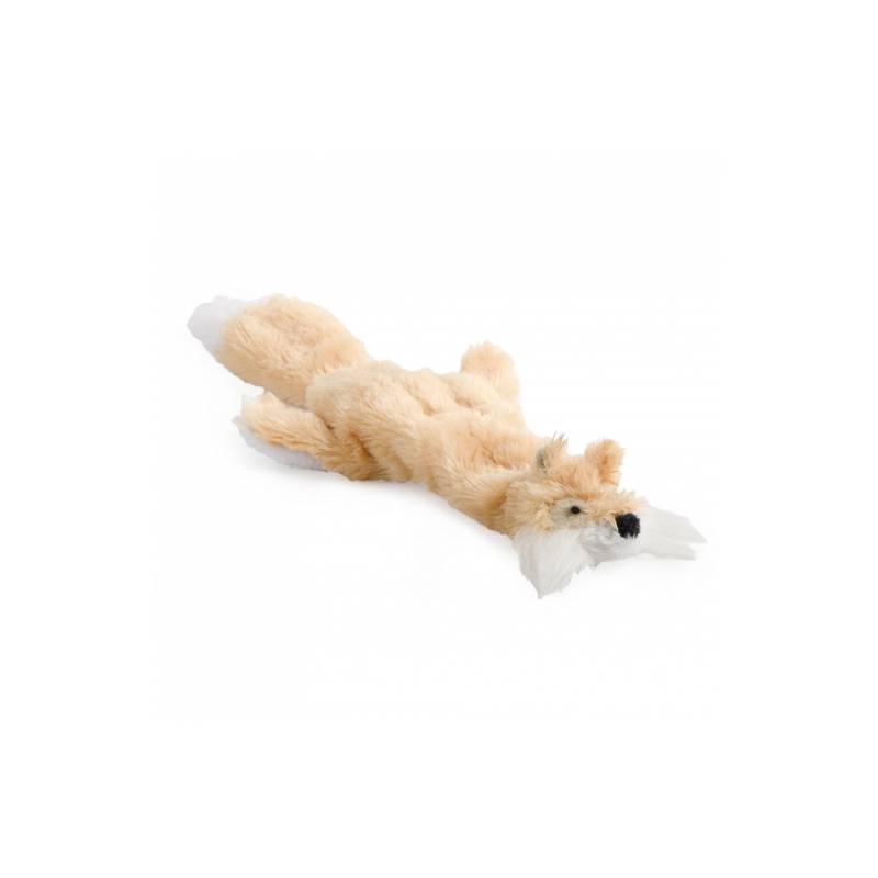 Ancol Small Bite Floppet Fox 29cm, a floppy fox toy with white-tipped tail on white background.