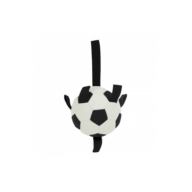 Ancol Grab Tabs Football: A tug-friendly dog ball with black ears and tail by Ancol.