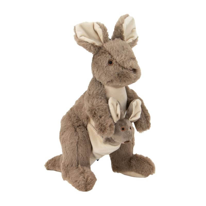 Ancol Cuddle Kangaroo &amp; Joey Dog Toy: brown, cream details, soft comfort for your dog.