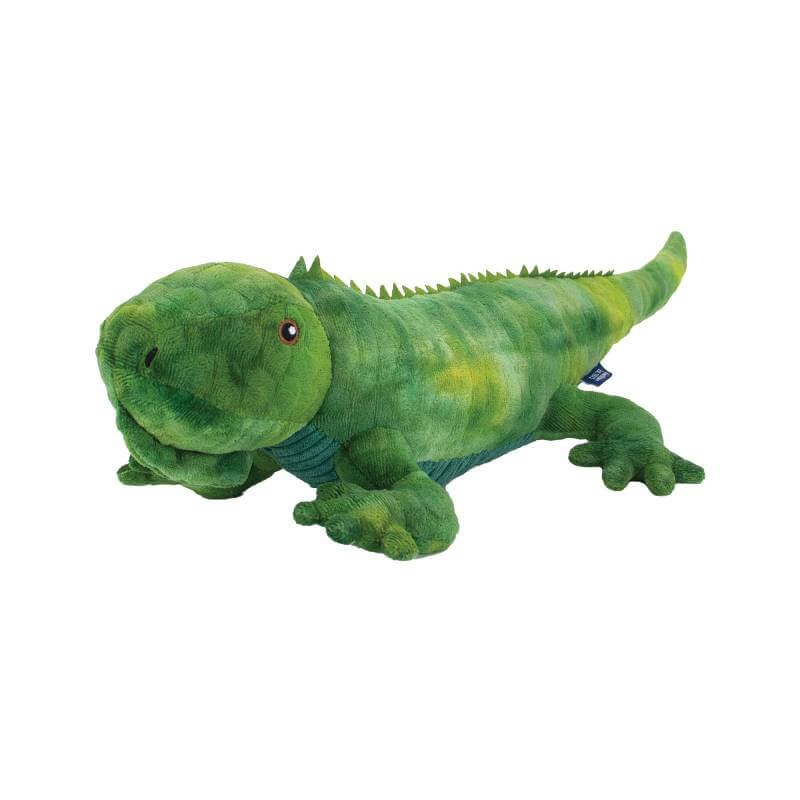 Ancol Cuddle Lizard Dog Toy—a green plush lizard with a long tail and friendly face.
