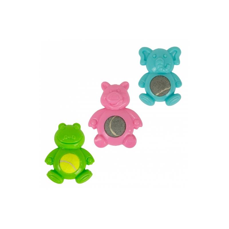 Ancol Small Bite Tennis Ball Belly Assorted clips in green, pink &amp; blue with magnet.