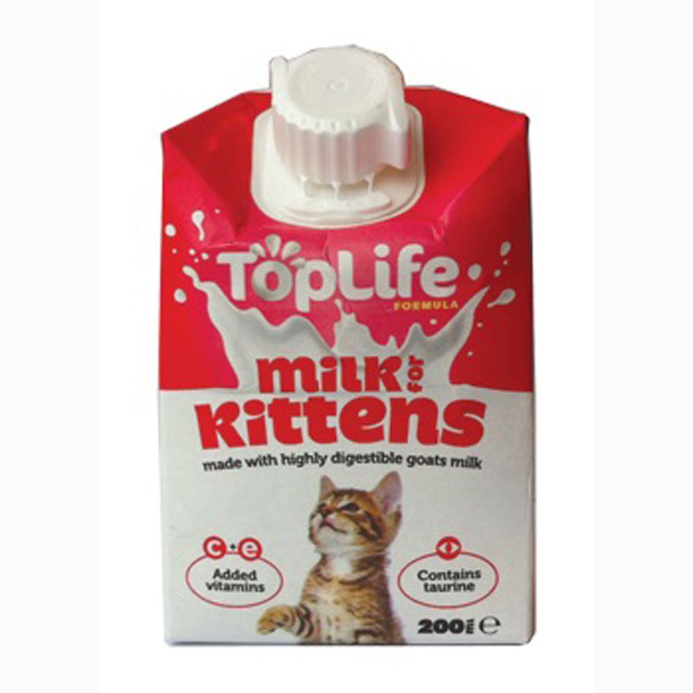 Toplife Kitten Milk 200ml, vitamin enriched, with playful kitten on the front.