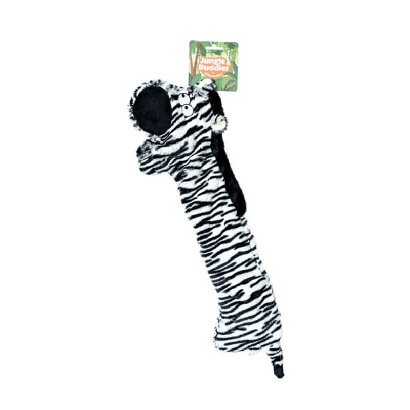 Animal Instincts Jungle Buddies Plush Zebra with Paper Crinkle dog toy.