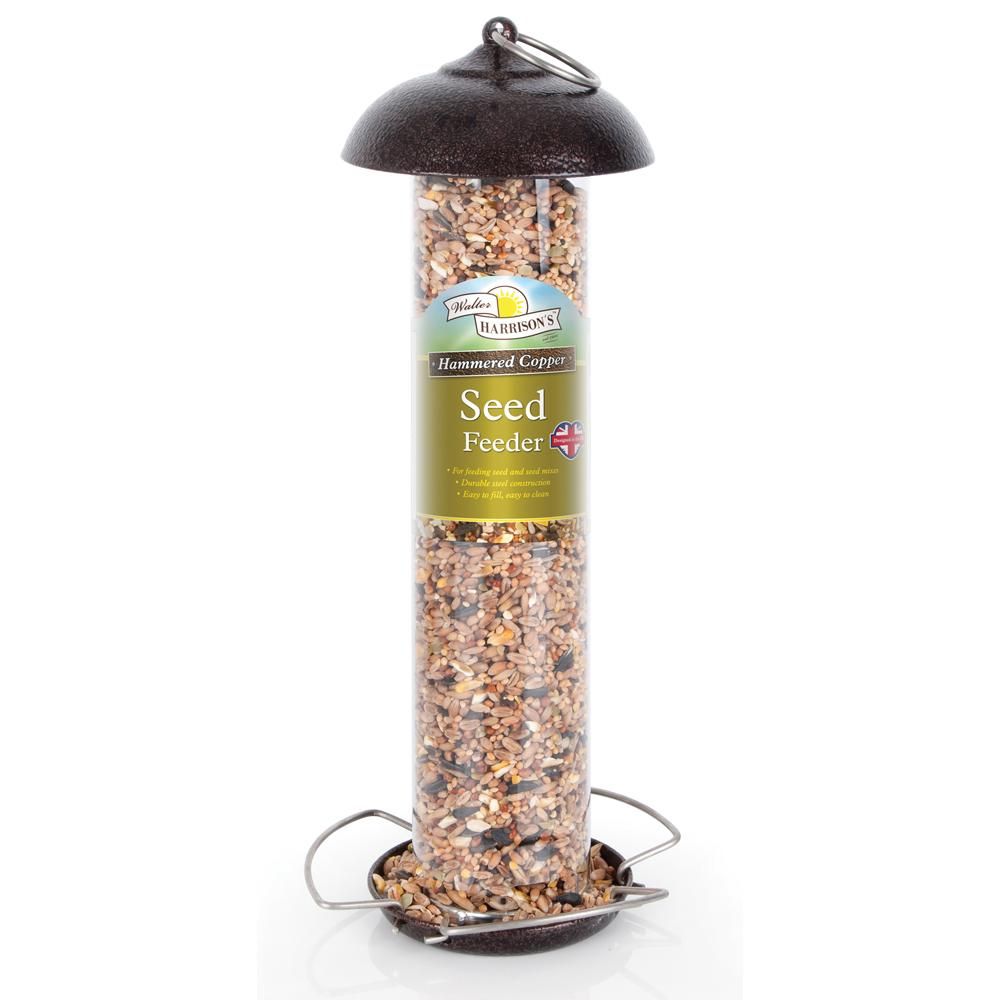 Harrisons Walter Harrisons Hammertone Seed Feeder, metal, weatherproof, filled with mixed seeds.