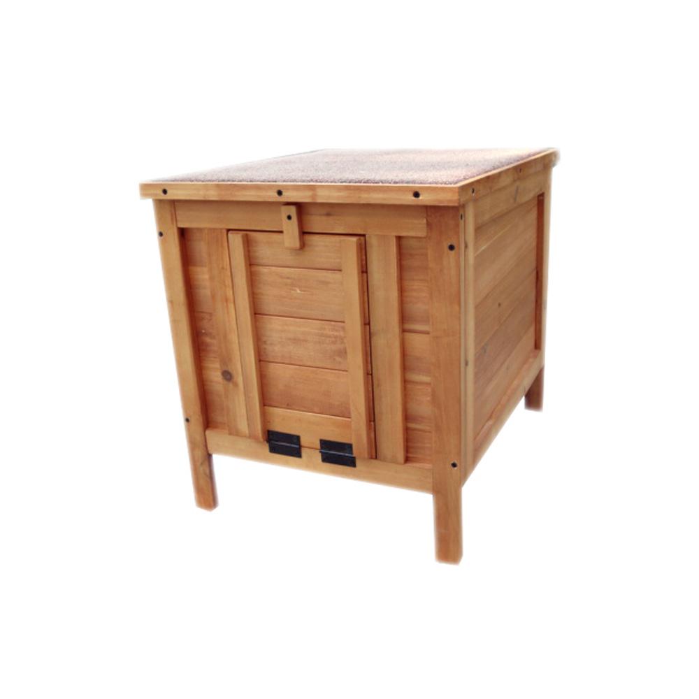 Harrisons Field House Small Animal Hut is a shelter with hinged lid and door for rabbit hideaway.