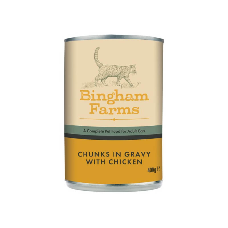 Bingham Farms Complete Adult Cat Food Chunks in Gravy with Chicken 12x400g