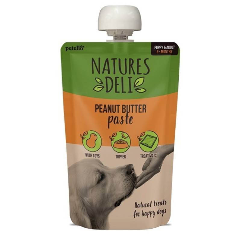 Natures Deli Peanut Butter Paste Pouch 100g—natural, grain free dog treat.