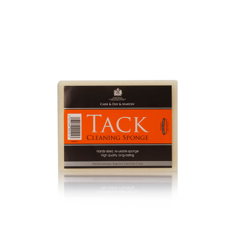 Carr Day Martin Tack Cleaning Sponge in rectangular orange and black packaging.