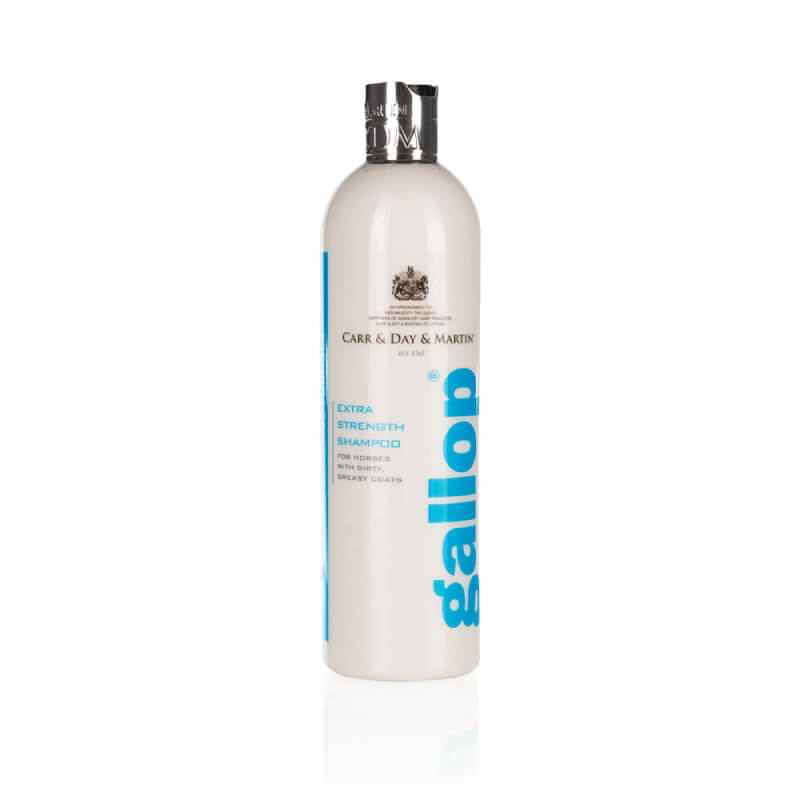 Gallop Extra Strength Shampoo 500ml in a white bottle with blue and silver label.