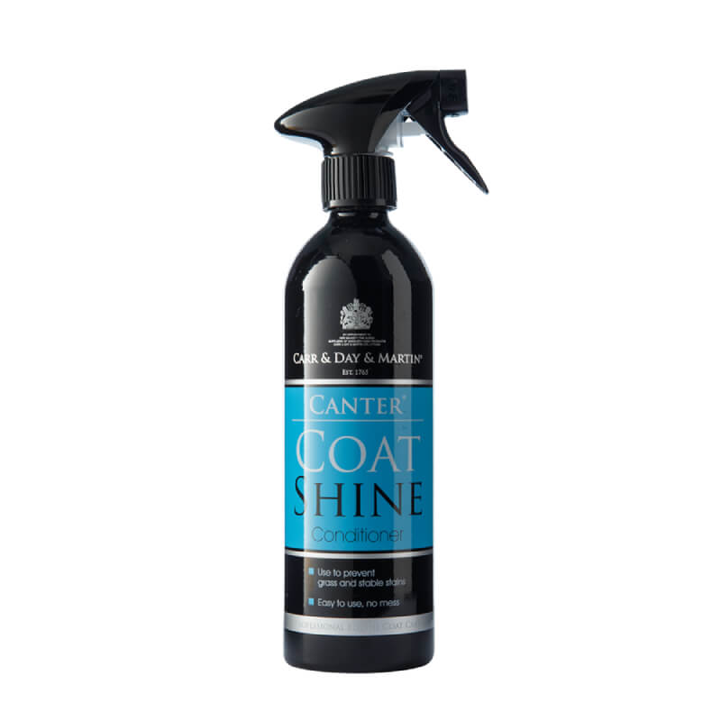 Carr Day Martin Canter Coat Shine 500ml spray gives horses a non-greasy, glossy finish.