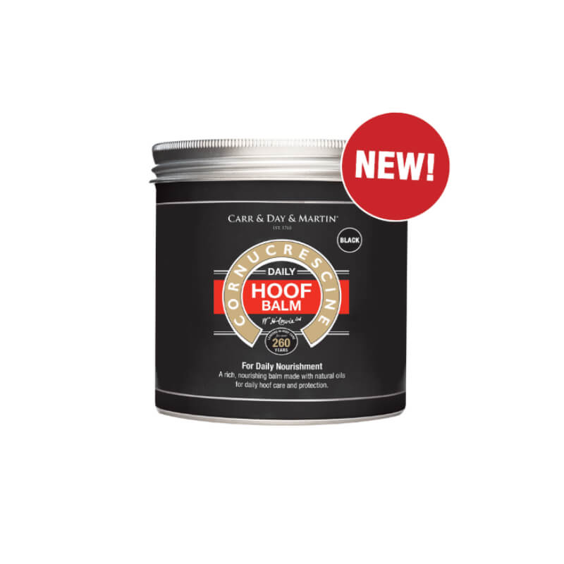 Carr Day Martin Cornucrescine Daily Hoof Balm Black 500ml with a red NEW! label.