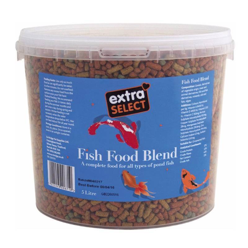 Extra Select Fish Food Blend in 5L Bucket for complete daily nutrition for koi.