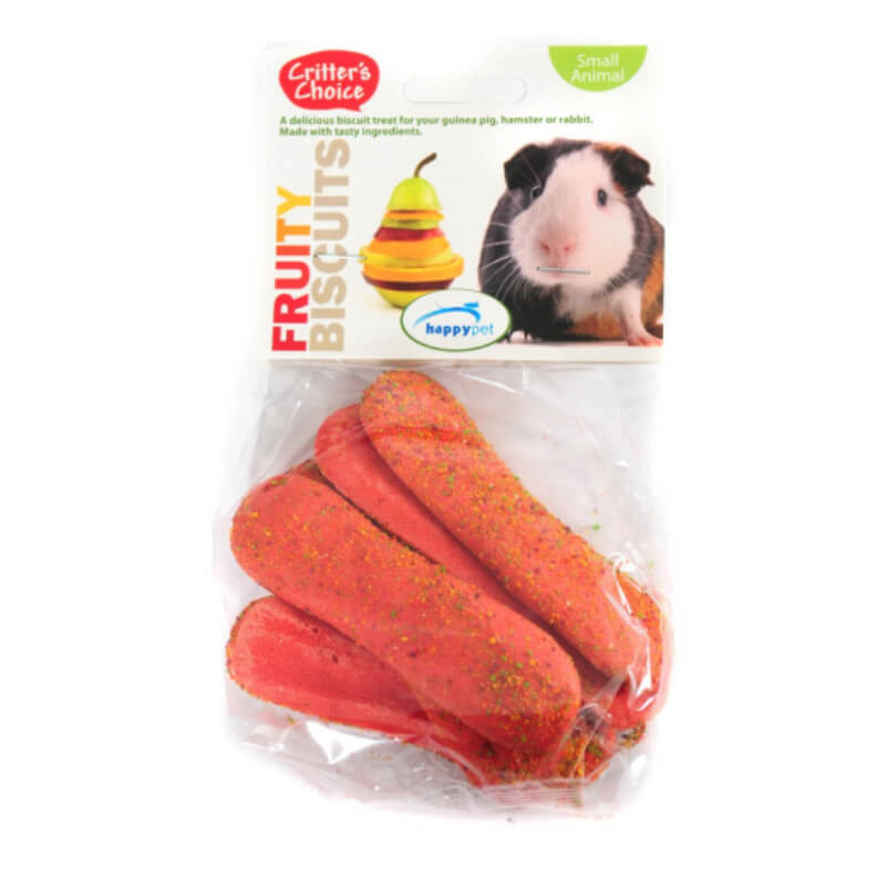 Happy Pet Critter's Choice Fruity Biscuits 50g—tasty treats for small pets.