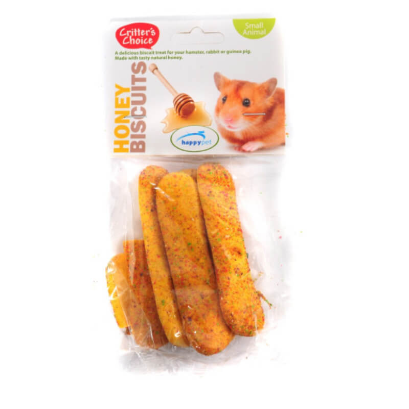 Happy Pet Critter's Choice Honey Biscuits 50g—tasty small animal treats for your pet.