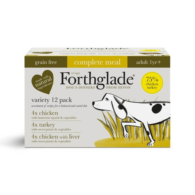 Forthglade Complete Bulk box with dog illustration and product details on the front.