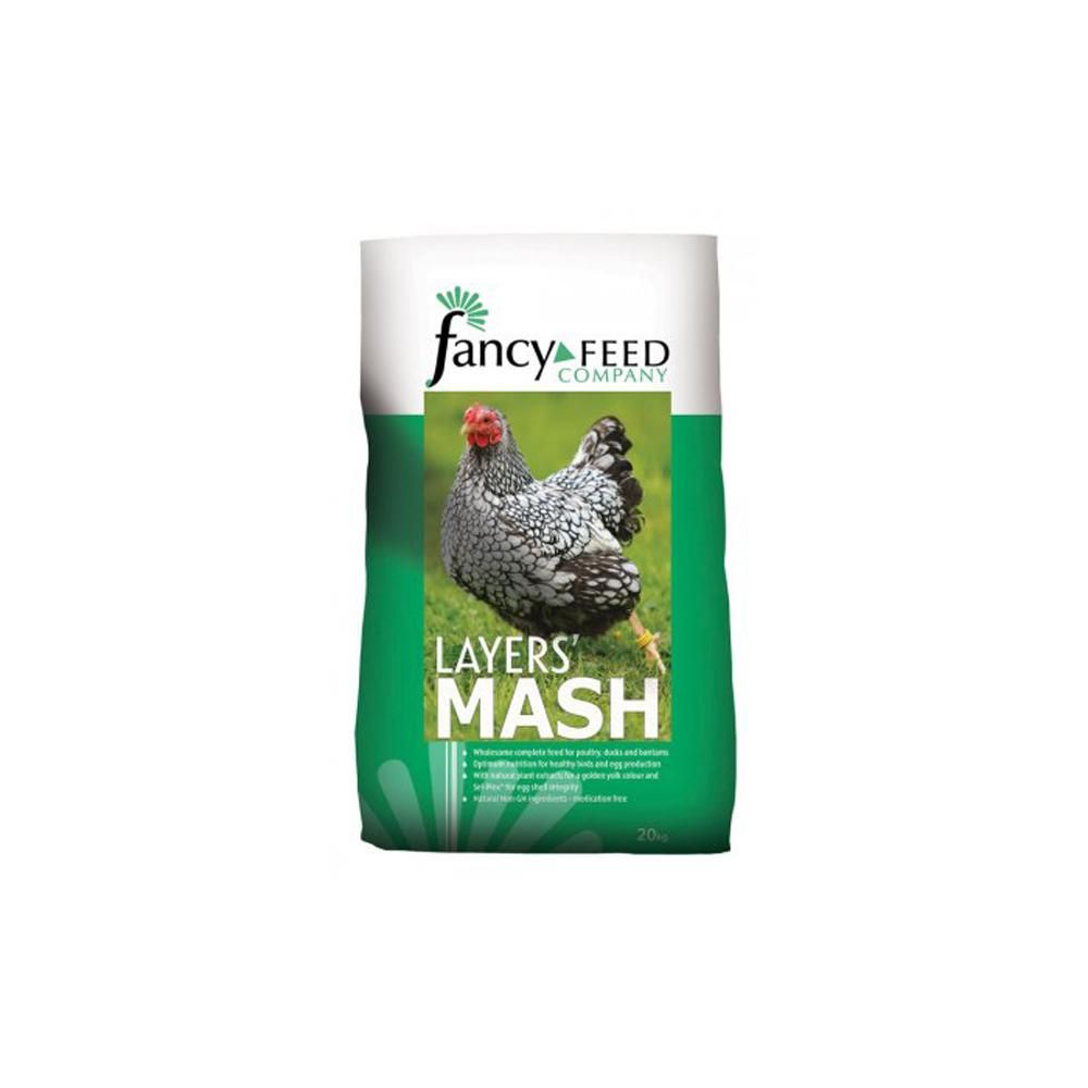 Fancy Feeds Layers Mash 20kg, a complete feed to boost egg production in laying poultry.