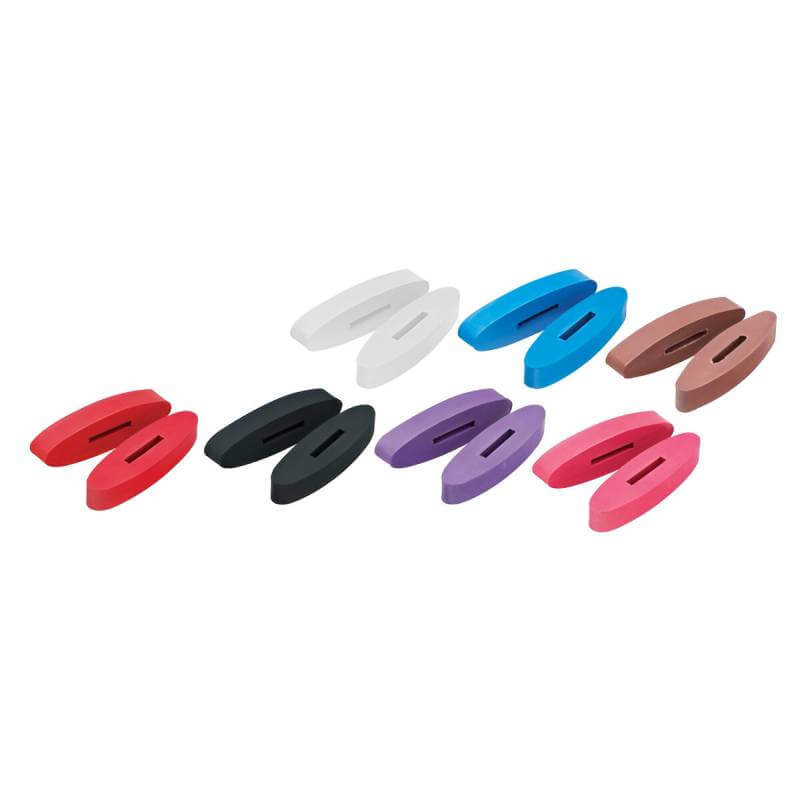 Cottage Craft Rein Stop pairs by Cottage Craft, colorful plastic on a white background.