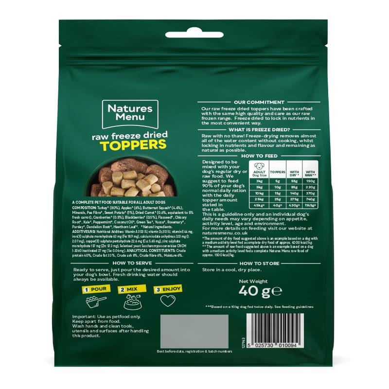 Natures Menu Freeze Dried Topper Turkey 40g-Pet n Pony-Natures Menu