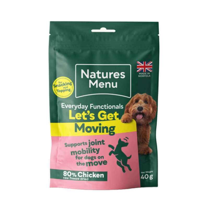 Natures Menu Everyday Functionals Let's Get Moving 40g treats support dog joints.