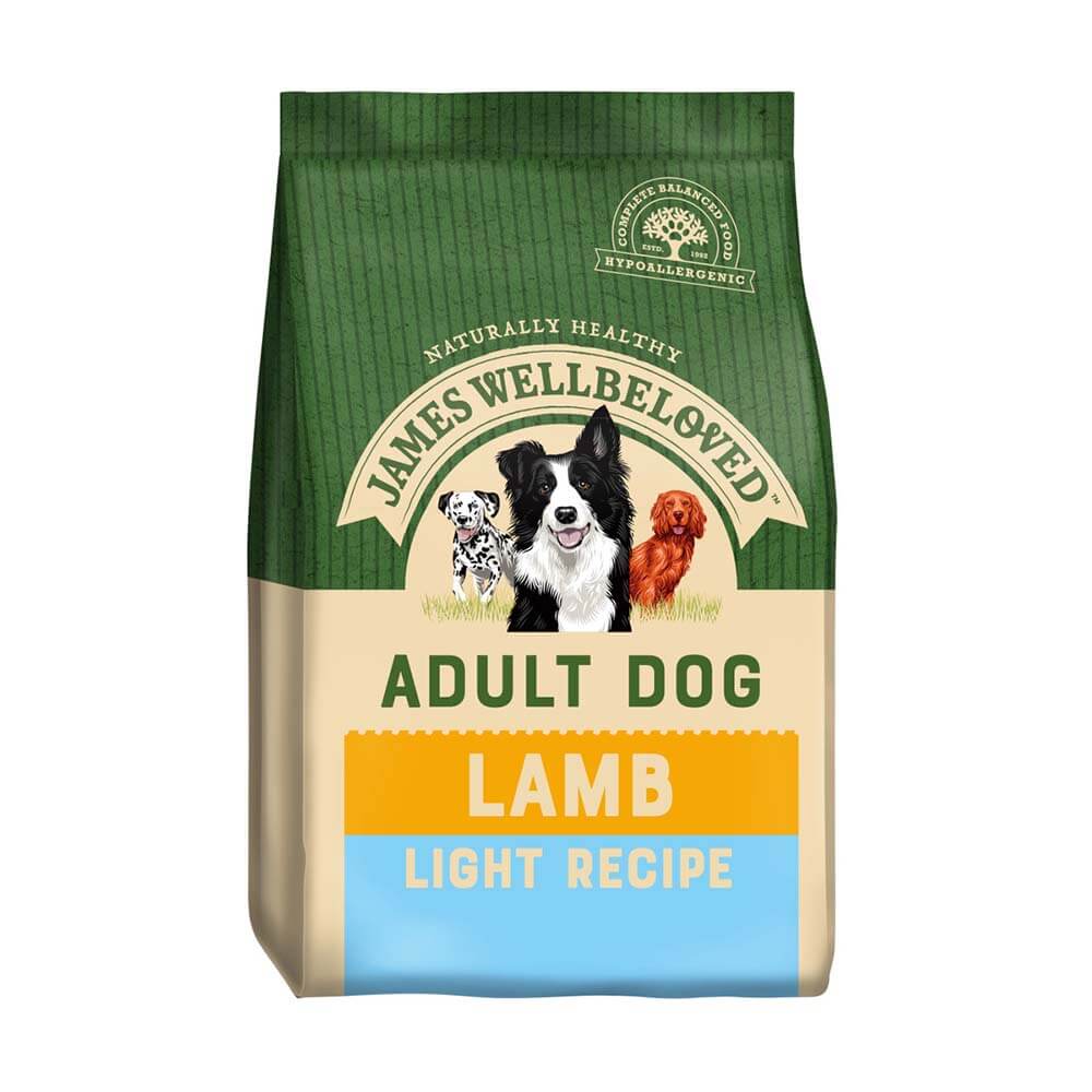James Wellbeloved Lamb &amp; Rice Light hypo-allergenic natural dog food for adults.