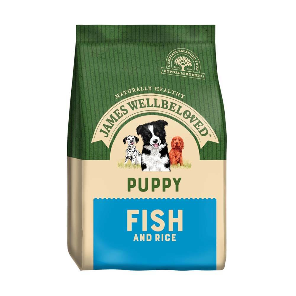 James Wellbeloved Fish &amp; Rice Puppy is a natural, hypoallergenic dog food for puppies.