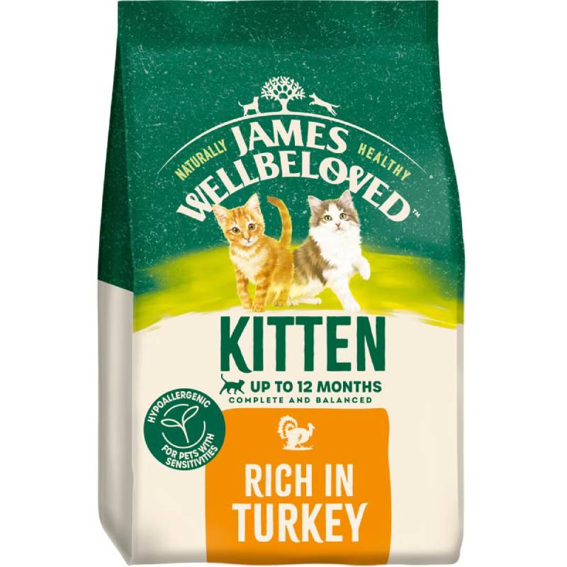 James Wellbeloved Kitten Turkey &amp; Rice cat food 1.5kg, hypoallergenic formula for kittens.