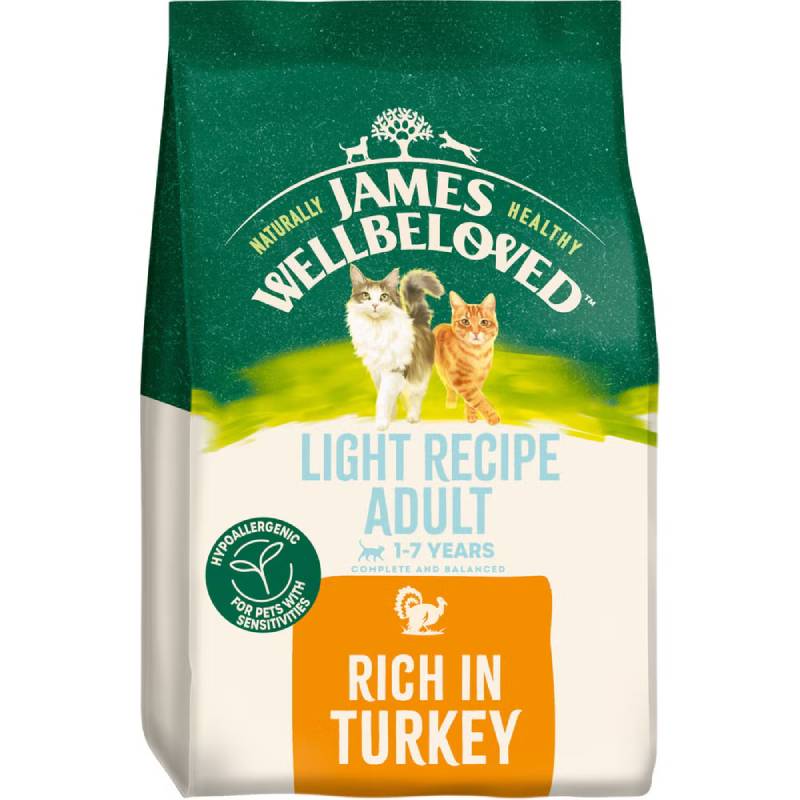 James Wellbeloved Cat Food Light Turkey and Rice 1.5kg, ideal for adult weight control.